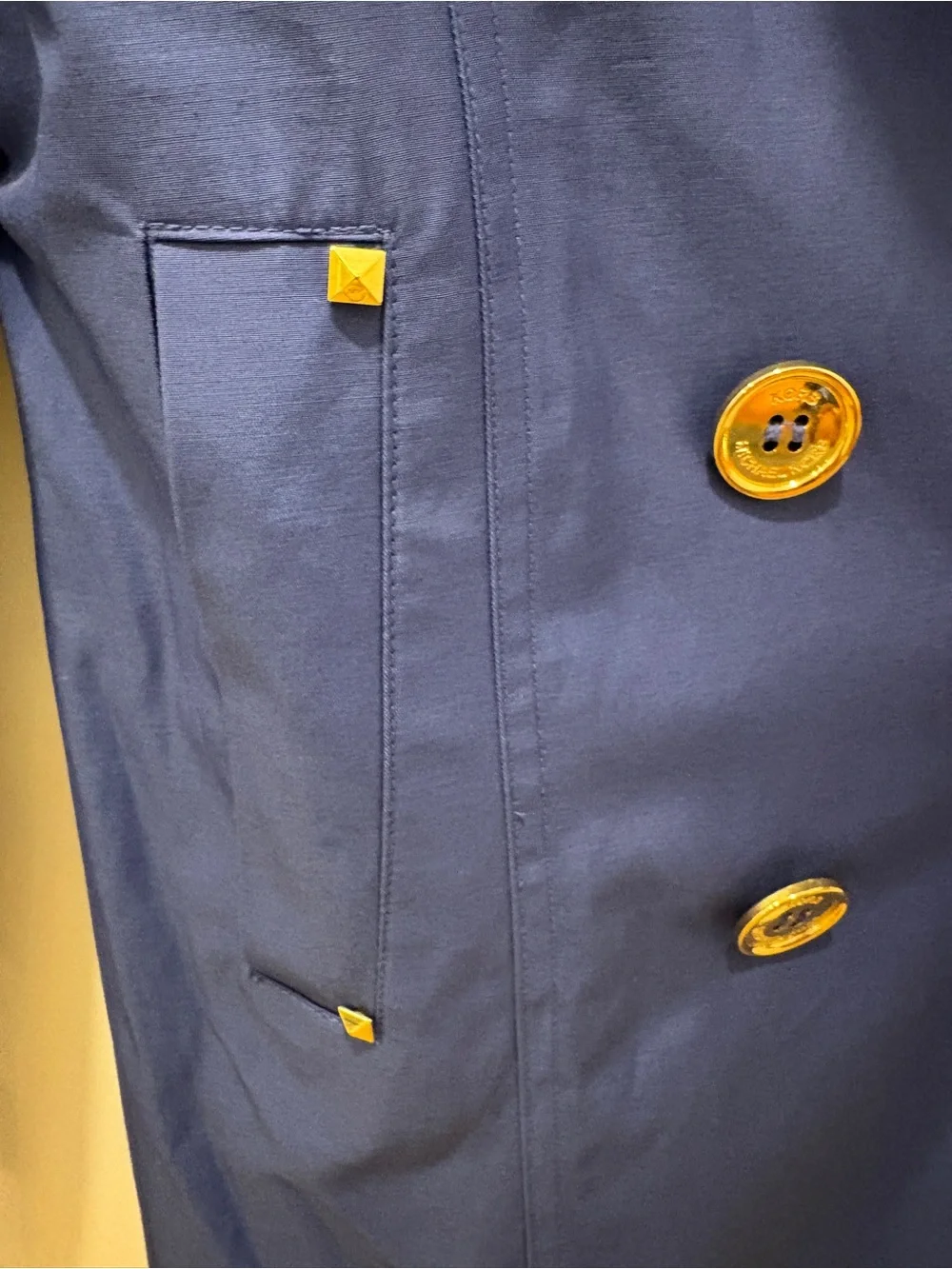 Michael Kors Blue Double-Breasted Women's Trench Coat with Belt